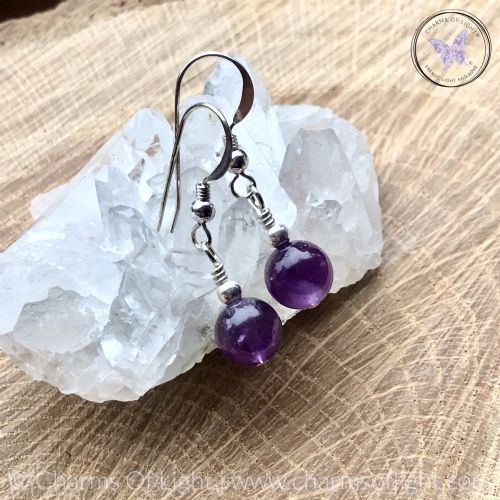 Classical Amethyst Silver Earrings